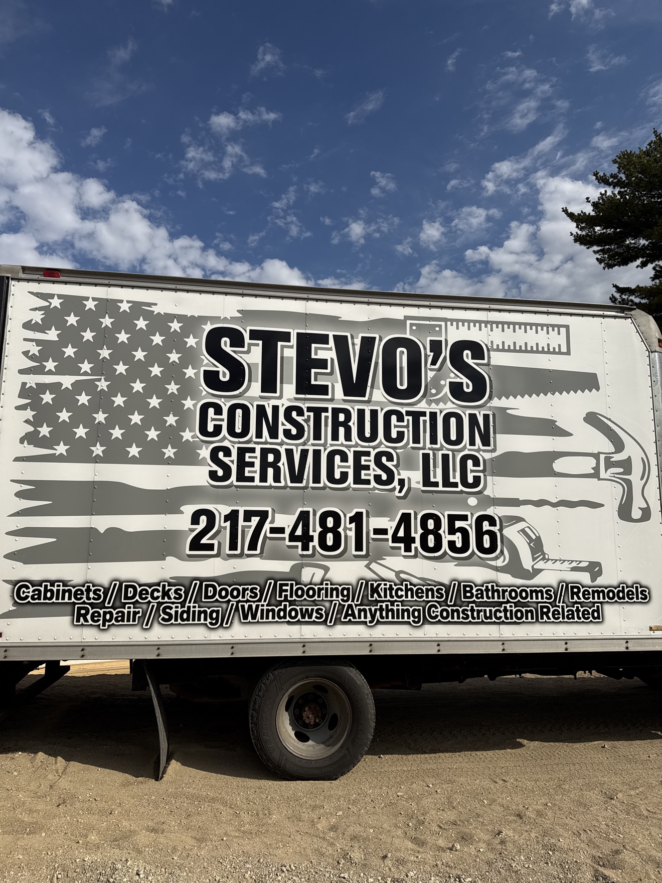 Stevo's Construction Services work truck in Springfield, Illinois